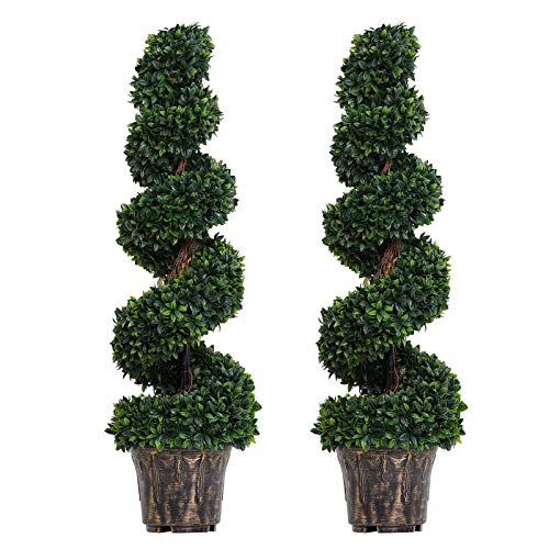 Outsunny Set Of 2 Artificial Boxwood, Outdoor Faux Topiary