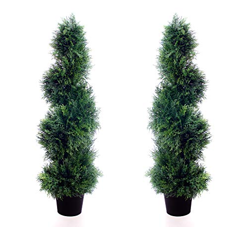 Best Artificial 90cm 3ft Cedar Conifer Spiral Topiary Tree alt Boxwood Buxus **UV Fade Protected**
