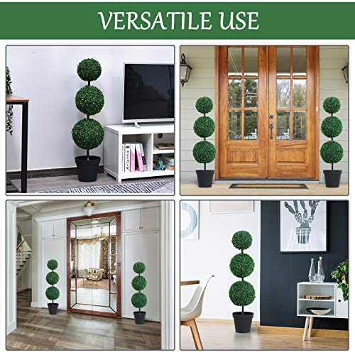 Outsunny Set of 2 Artificial Boxwood Ball Topiary Trees Potted