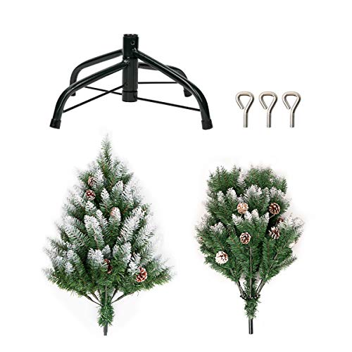 GIGALUMI 1.2m/4ft FoldOut Artificial Christmas Tree Retractable Xmas Tree with snow and real