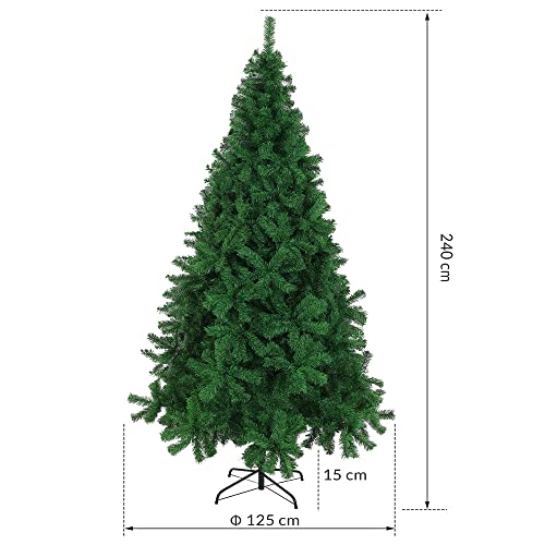 Casaria 240cm Green Artificial Fir Christmas Tree With Metal Base 8ft