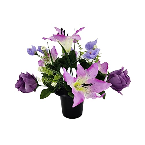 Angraves Purple Rose Lily Alstroemeria Artificial Flower Graveside
