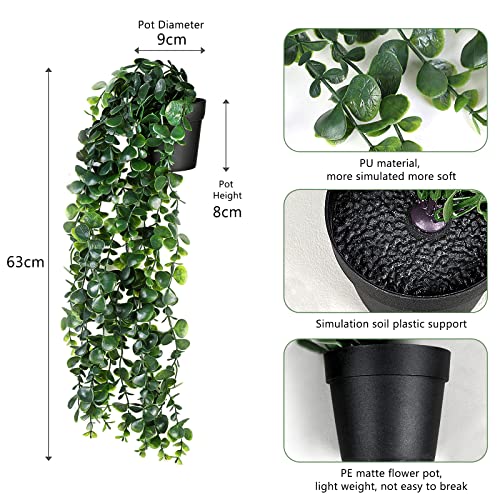 NIBESSER Potted Hanging Plants Fake Artificial Ivy Vines, Artificial Eucalyptus Hanging Vines