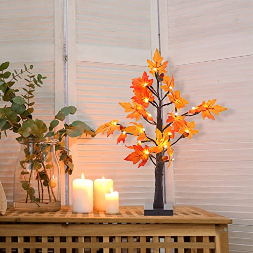 LOKIPA Lighted Fall Maple Tree, 24 LED Battery Operated Lighted