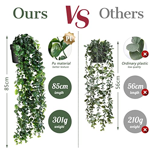 NIBESSER Potted Hanging Plants Fake Artificial Ivy Vines, Artificial Eucalyptus Hanging Vines