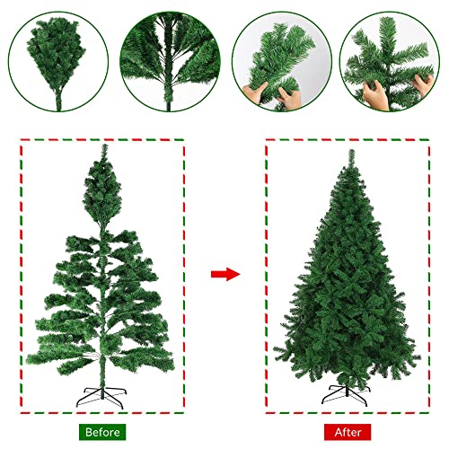 Casaria 240cm Green Artificial Fir Christmas Tree With Metal Base 8ft