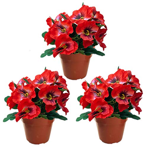 Garden 365 Artificial Pansy Flowers Fake Plants for Outdoor or Indoor